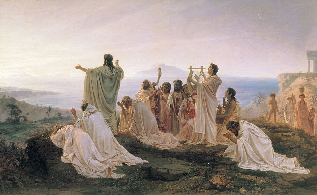 Pitagóricos celebrando el amanecer. Óleo de Fyodor Bronnikov.